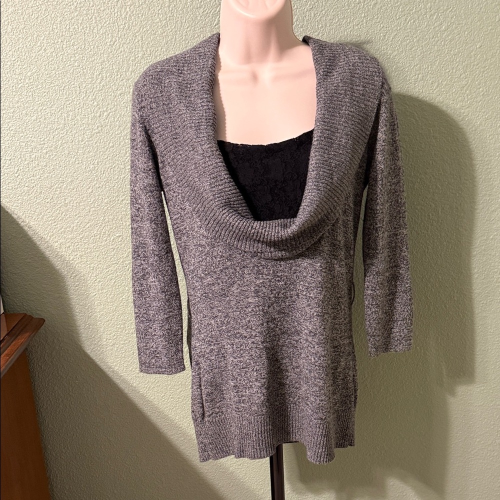 I.N. Studio Heather Gray Cowl Neck Sweater